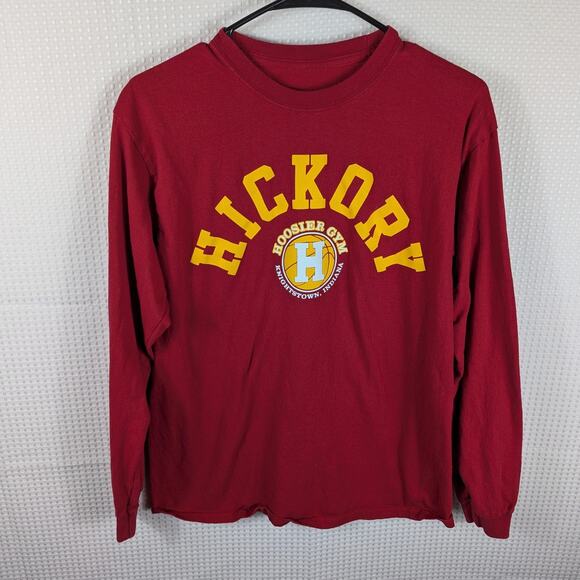 Hickory Hoosier Gym Shirt Men's Small Red Long Sleeve Basketball Indiana Tee - Picture 1 of 3